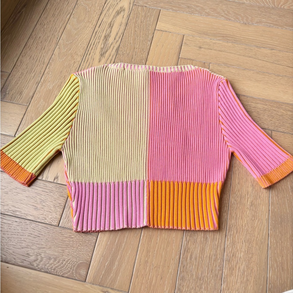 Jacquemus La Maille Yauco Ribbed Cropped Top Multi Pink - Picture 9 of 16